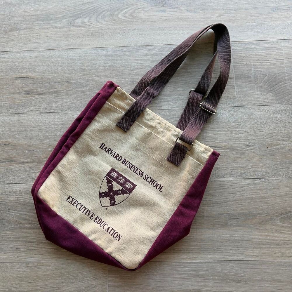 Harvard Business School Executive Education Canvas Tote Bag Vintage Academia 90s